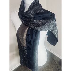 Vintage T. Camey Kimono 100% Silk Scarf Brown Black Korea sash obi